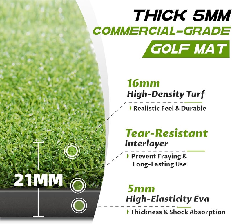 Bltend Golf Mat: 5x4ft & 5x5ft Heavy-Duty Golf Hitting Mats Practice Outdoor/Indoor, Elite Dense Artificial Turf Matt Training Aid for Backyard/Garage/Driving Range/Simulators - Image 2